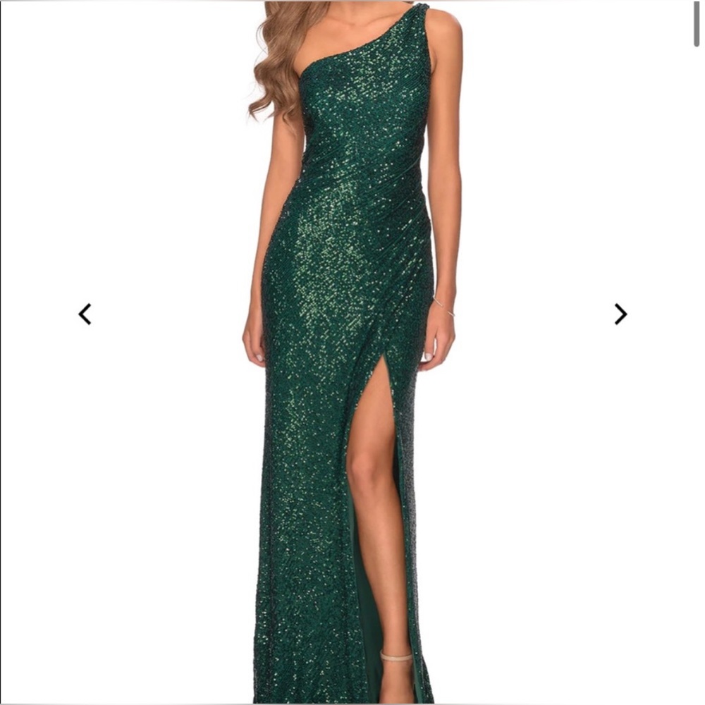 La Femme one shoulder sequin dress - altered for shorter height!